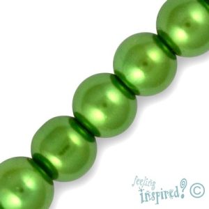 Round glass-based pearl bead 10mm  -Apple Green- Qty: 40 pcs. - GR0110