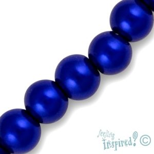 Round glass-based pearl bead 10mm  -Blue- Qty: 40 pcs. - GR0111