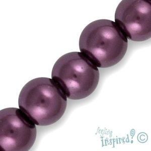 Round glass-based pearl bead 10mm  -Dark Plum- Qty: 40 pcs. - GR0112