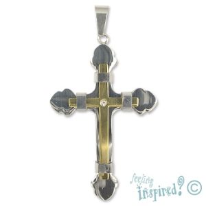 Diamante-set cross pendant 37mm x 52mm - FI7627