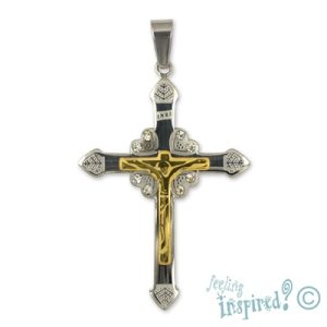 Diamante-set crucifix pendant 37mm x 51mm - FI7626