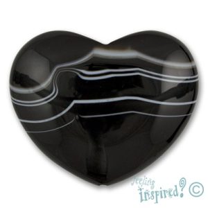 Agate heart pendant 58mm x 50mm x 12mm - Black & white - GE0682