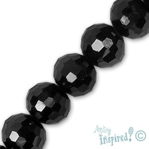 Faceted glass ball bead 10mm - Black - Qty: 30 pcs. - GB1086