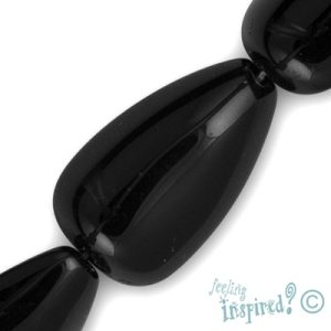 Glass drop bead - Black - Qty: 13 pcs. - GB1607