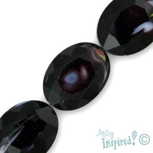 Faceted flat oval glass bead - Qty: 19 pcs. - GB1644