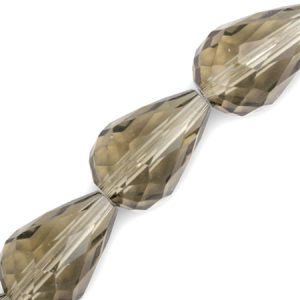 Faceted glass drop bead 10mm x 15mm - Smoky - Qty: 20 pcs. - GB2633