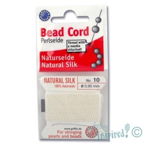 Griffin silk beading thread with needle no. 10 -White - Qty: 2m - ST0862