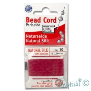 Griffin silk beading thread with needle no. 10 -Red- Qty: 2m - ST0864