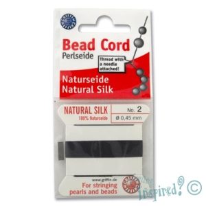 Griffin silk beading thread with needle no. 2  -Black- Qty: 2m - ST0878