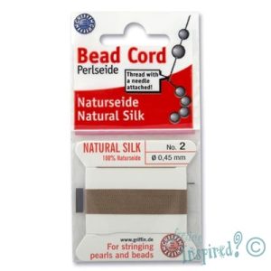 Griffin silk beading thread with needle no. 2 -Beige - Qty: 2m - ST0881