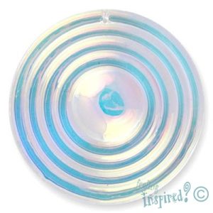 Round fire polished glass pendant -Clear AB-  65mm x 9mm - SP0055