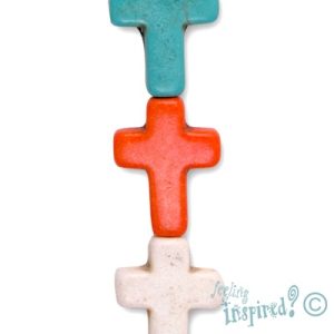 Assorted coloured stone cross beads 12mm x 15mm - Qty: 25 pcs. - GE0690