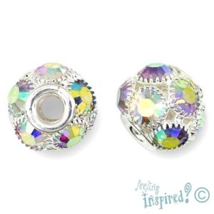 Diamante-set bead 16mm x 14mm - Qty: 2 pcs. - FE0449