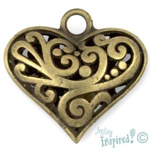 Metal heart pendant - Qty: 3 pcs. - LF0649