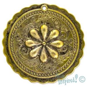 Round metal flower pendant - Qty: 3 pcs. - LF0665