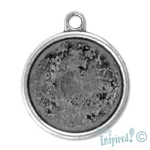 Round altered art pendant frame 27mm x 32mm x 2mm - Qty: 5 pcs. - LF0672
