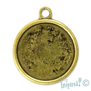 Round altered art pendant frame 27mm x 32mm x 2mm - Qty: 5 pcs. - LF0637