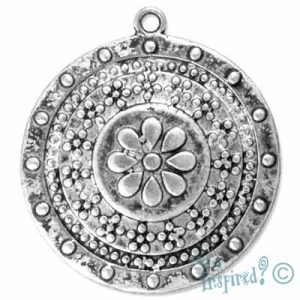 Round metal flower pendant - Qty: 4 pcs. - LF0674