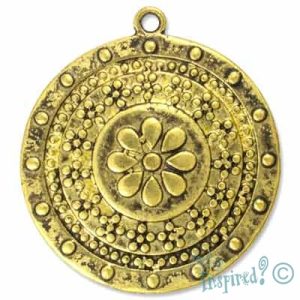 Round metal flower pendant - Qty: 4 pcs. - LF0675