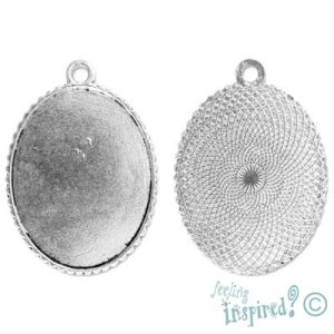 Oval altered art pendant frame 36mm x 50mm x 1mm - Qty: 3 pcs. - LF0782