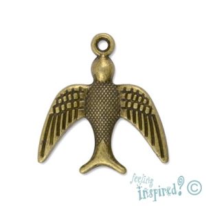 Metal swallow charm 20mm x 22mm x 2mm - Qty: 10 pcs. - lf0832
