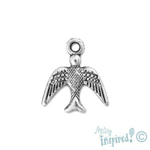 Metal swallow charm 14mm x 16mm x 2mm - Qty: 16 pcs. - LF0835