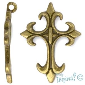 Metal cross pendant - Qty: 7 pcs. - LF0846