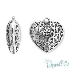 Metal heart pendant 35mm x 36mm x 12mm - Qty: 1 pcs. - LF0879