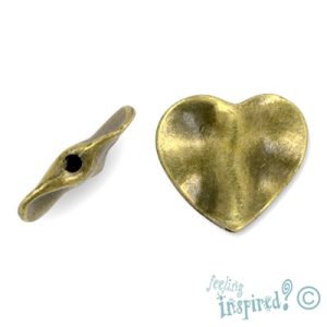 Beaten metal heart Bali bead - Qty: 20 pcs. - LF0928