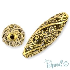 Oblong flower Bali bead - Qty: 2 pcs. - LF0950