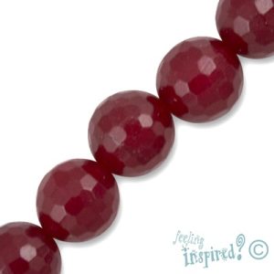 Faceted coloured chalcedony ball bead 10mm  -Ruby Red- Qty: 39 pcs. - GE0837