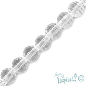 Faceted glass ball bead 6mm  -Clear- Qty: 53 pcs. - GB1342