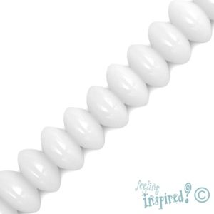 Glass rondelle bead - White Opaque - 8x4mm- Qty: 68 pcs. - GB1733