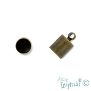 Leather end 6mm x 7mm + 3mm ring - Qty: 18 pcs. - FI7333