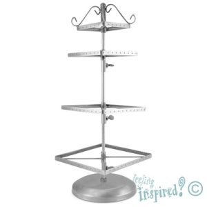 Adjustable 4 tier square rotating earring stand -Antique Silver- - DI0241