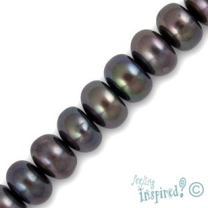 Freshwater button pearl bead 8mm x 6mm - Qty: 69 pcs. - FW0376