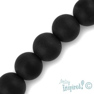 Frosted glass ball bead 10mm -Black - Qty: 33 pcs. - GB1749