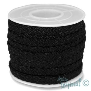 Flat plaited polyester cord  -Black- Qty: 10m - ST0907