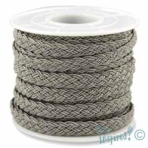 Flat plaited polyester cord  -Silver- Qty: 10m - ST0908