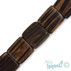 Flat square palmwood bead - Qty: 39 pcs. - WB5046