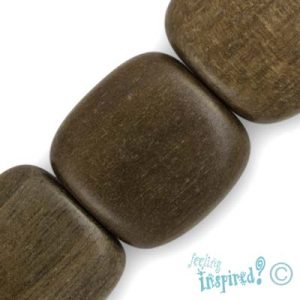 Rounded rectangular wooden bead 16mm x 18mm x 7mm - Qty: 24 pcs. - WB5055