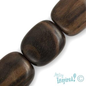 Rounded rectangular ebony bead - Qty: 23 pcs. - WB5018