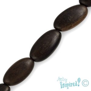 Oval ebony bead - Qty: 31 pcs. - WB5062