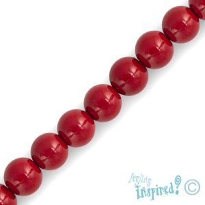Round glass-based pearl bead 6mm  -Glossy  Red- Qty: 66 pcs. - GR0074