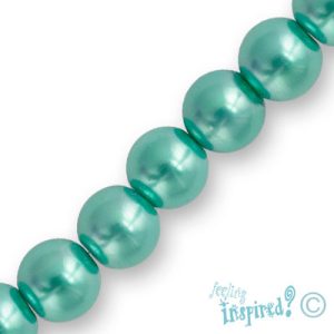 Round glass-based pearl bead 8mm -Aqua- Qty: 56 pcs. - GR0079