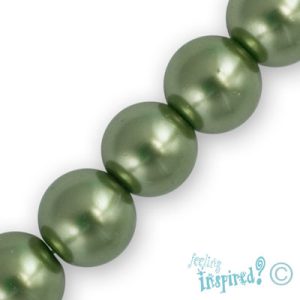 Round glass-based pearl bead 10mm  -Olive Green- Qty: 46 pcs. - GR0087