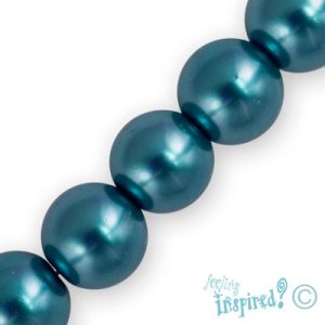 Round glass-based pearl bead 10mm -Teal - Qty: 46 pcs. - GR0108