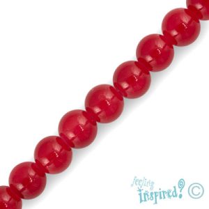 Glass ball bead 6mm - cherry red translucent - Qty: 55 pcs. - GB1685