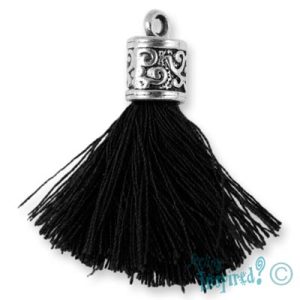 Tassel - Black and silver-  Qty: 4 pcs. - FI7847