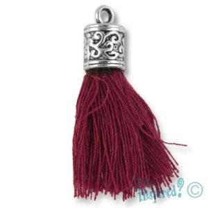 Tassel -Burgundy and silver - Qty: 4 pcs. - FI7849